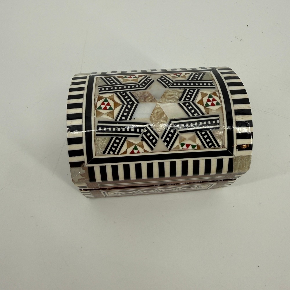 Unbranded Inlay Jewelry Box Unisex Small‎ Brown Mother of Pearl Bone Mosaic Star